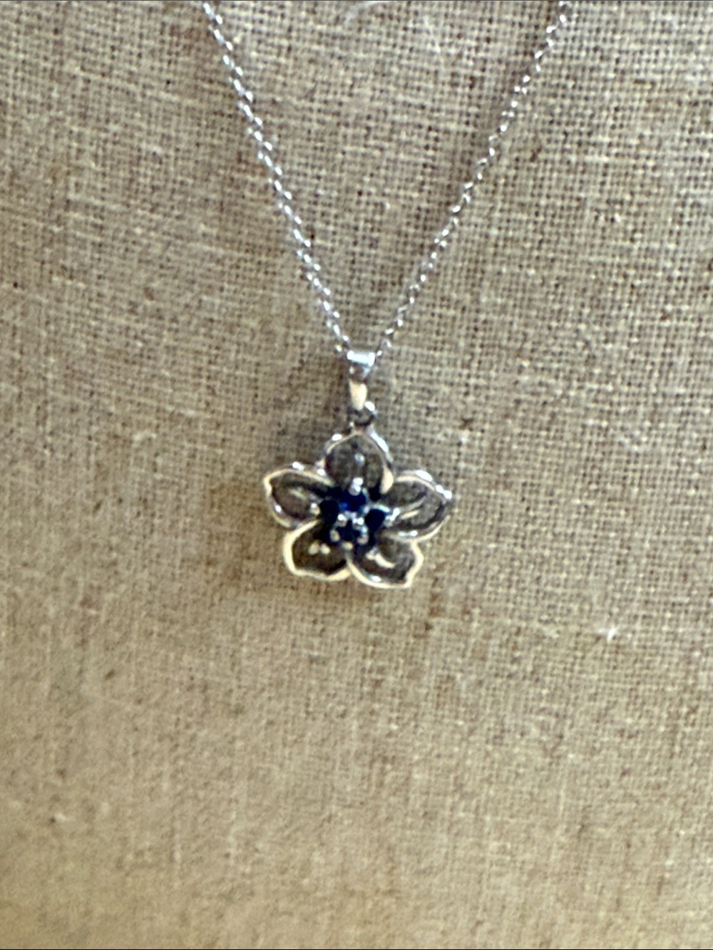 Sterling Silver Blue Flower Pendant Necklace - Women Jewelry sterling 925 Italy